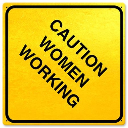 Homepage Caution Women Working Metal Sign - 12 x 12 in., HO1126004 HO1126004